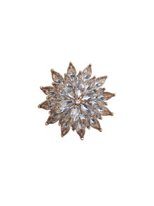 BLACK COLOUR BROOCH, DAISY GOLD