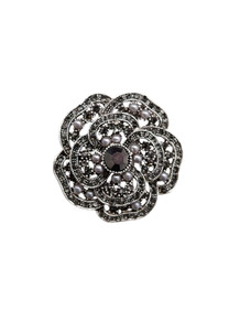 BLACK COLOUR BROOCH, VICTORIA SILVER