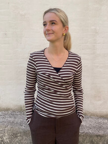 NØRGAARD PÅ STRØGET WRAP TOP, BROWN/ECRU