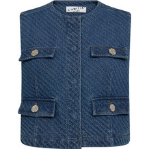 HAUTE  L ' AMITIE VEST, BULKY DENIM BLUE