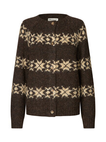 LOLLYS LAUNDRY CARDIGAN, PADOVA DARK MOKKA