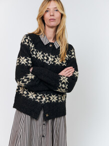 LOLLYS LAUNDRY CARDIGAN, PADOVA DARK MOKKA