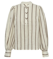 GOSSIA BLUSE, ANNEMAI OFF WHITE/BROWN STRIPES