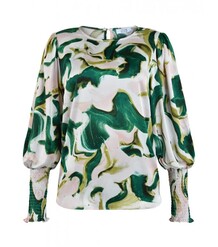 LOVE & DIVINE BLUSE, LOVE738-10 GREEN GRAPHIC