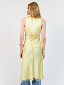 LOLLYS LAUNDRY MIDI KJOLE, CLARI LIGHT YELLOW