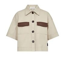 HAUTE L' AMITIE SKJORTE, BOWIE CROP POCKET SAND