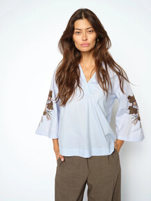 MOS MOSH SKJORTE, ALEYSA POPLI BLOUSE SKYWAY