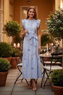 LOLLYS LAUNDRY KJOLE, HARRIE MAXI LIGHT BLUE