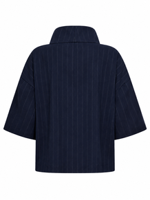 CO' COUTURE BLUSE, GABIE PIN FUNNEL NAVY