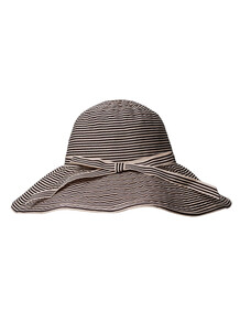BLACK COLOUR RIBBON HAT, JANNIE BLACK STRIPE