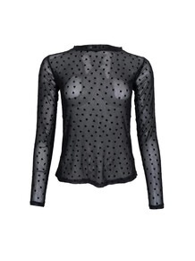 BLACK COLOUR T-SHIRT, ISOLE LOVE MESH BLACK