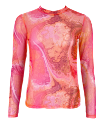 BLACK COLOUR MESH T-SHIRT, FLORENCE PINK