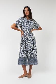 LOLLYS LAUNDRY MIDI KJOLE, BLAKE BLUE