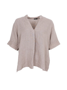 BLACK COLOUR BLUSE, MELINA SS LINEN