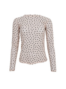 BLACK COLOUR MESH BLUSE, NUDE HEART