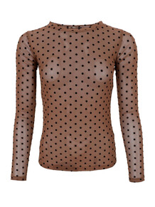BLACK COLOUR MESH BLUSE, JENNIE DOTTED NOUGAT