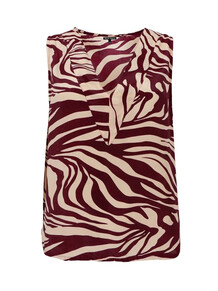 BLACK COLOUR TOP, LUNA V-NECK BERRY ZEBRA