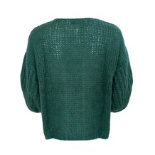 BLACK COLOUR CARDIGAN, CASEY PUFF SLEEVE DEEP GREEN