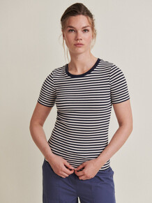 BASIC APPAREL T-SHIRT, LUDMILLA BIRCH/NAVY