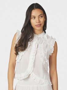 NEO NOIR TOP, CELIA RUFFLE WHITE