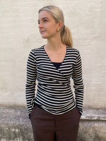 NØRGAARD PÅ STRØGET WRAP TOP, BLACK/ECRU