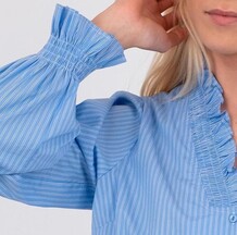 NEO NOIR SKJORTE, BRIELLE STRIPE LIGHT BLUE