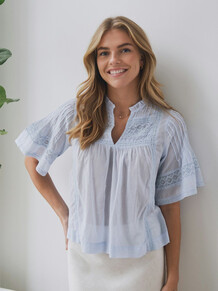 NEO NOIR BLUSE, SIAMA VOILE LIGHT BLUE