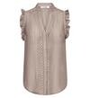 CO' COUTURE TOP, REGGIE FRILL TAUPE