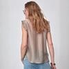 CO' COUTURE TOP, REGGIE FRILL TAUPE