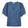 CO'COUTURE BLUSE, TILLY EMB DENIM BLUE