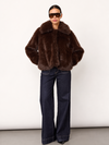 CO' COUTURE JAKKE, AIKO FURRY DARK BROWN