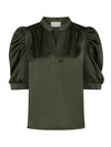 NEO NOIR BLUSE, ROELLA HEAVY SATEEN DEEP GREEN