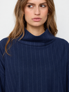 CO' COUTURE BLUSE, GABIE PIN FUNNEL NAVY