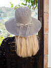 BLACK COLOUR RIBBON HAT, JANNIE BLACK STRIPE