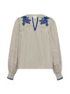 GOSSIA BLUSE, LUISA CREME BROWN STRIPES
