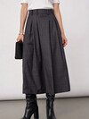 CO' COUTURE NEDERDEL, ELORA CHECK PLEAT DARK GREY
