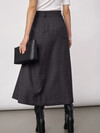 CO' COUTURE NEDERDEL, ELORA CHECK PLEAT DARK GREY