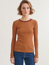 BASIC APPAREL TEE, LUDMILLA 802 BUCKSIN/BORDEAUX