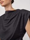 CO' COUTURE TOP, ELORA CHECK PLEAT DARK GREY