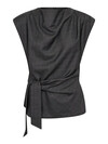 CO' COUTURE TOP, ELORA CHECK PLEAT DARK GREY