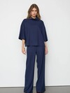CO' COUTURE BLUSE, GABIE PIN FUNNEL NAVY