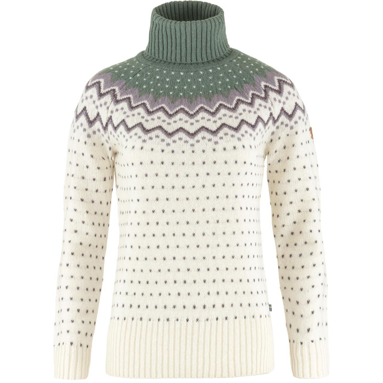 Fjällräven Womens Övik Knit Roller Neck (Vit (CHALK WHITE-PATINA GRN/113-614) Small)