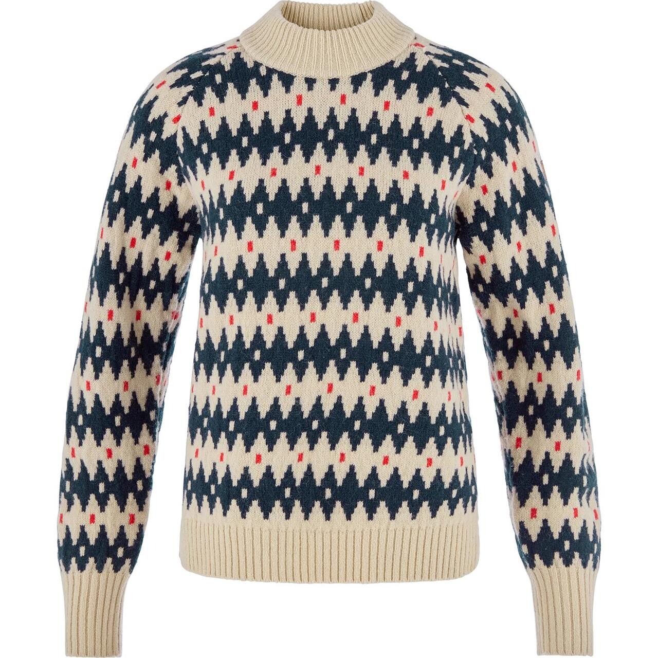 Fjällräven Womens Övik Jacquard Knit (Beige (LIGHT BEIGE-DARK NAVY/191-555) Large)