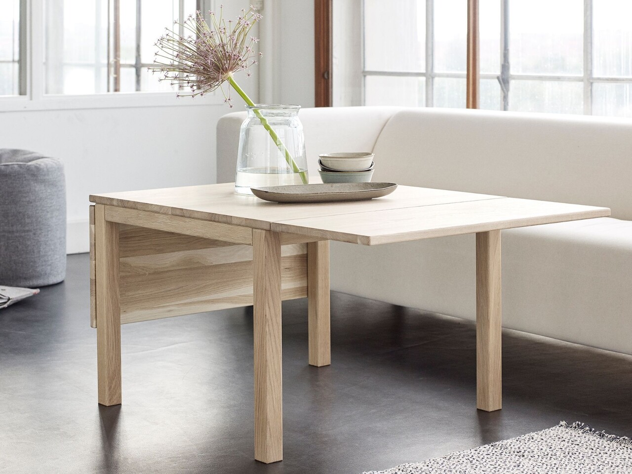 Haslev Klassik 3e Klapbord M. 2 Klapper (75 X 75 Cm) (sæbebehandlet Bøg - Massiv, Ingen Hylde)