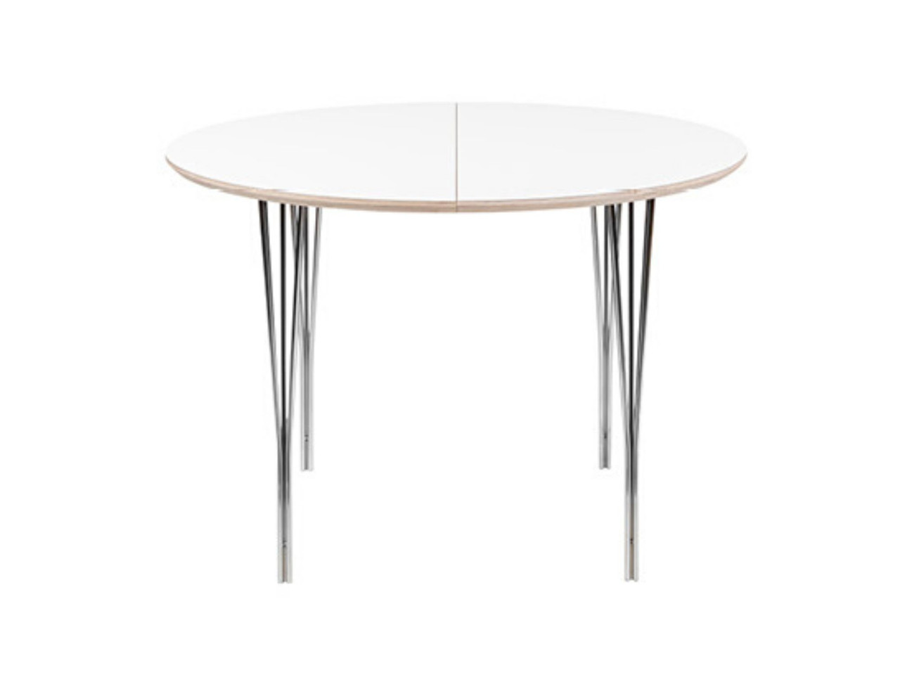 Haslev Symphony 92 Spisebord (ø120 Cm) - Splitben (lys Grå Laminat, Lakeret Egetræsplitben, Udtræk Til 2 Plader (ekskl. Tillægsplade))