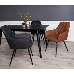 Harbo spisebordsstol sort sæde sort stel Harbo spisebordsstol sort sæde sort stel