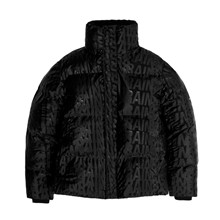 Rains Black Mono Boxy Puffer Jacket
