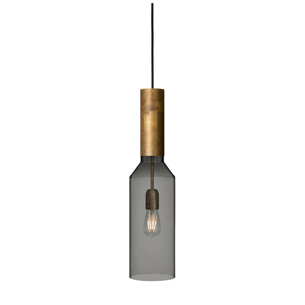 Konsthantverk - Fenomen Hanglamp Smal Gebroken/Geelkoper/Smoke