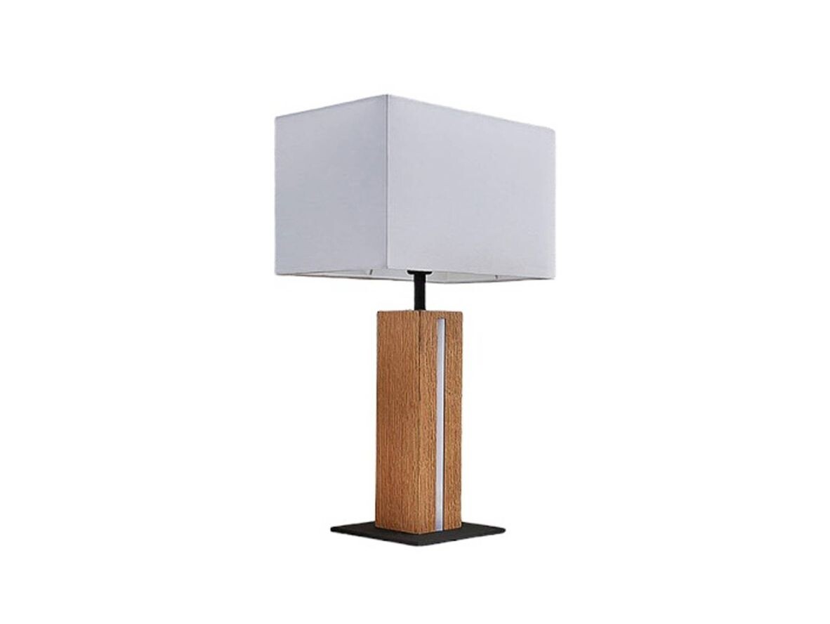 Lindby - Garry Square Tafellamp White/Wood Lindby