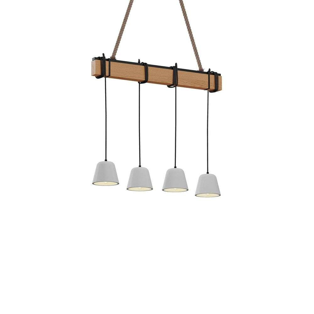 Hakona 4 Hanglamp Concrete/Wood - Lucande